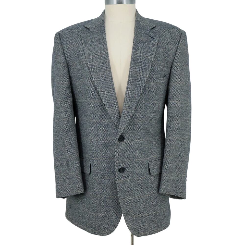 Jos A Bank Sport Coat Mens 46XL Gray Wool Silk Linen Tweed Jacket Lined Blazer